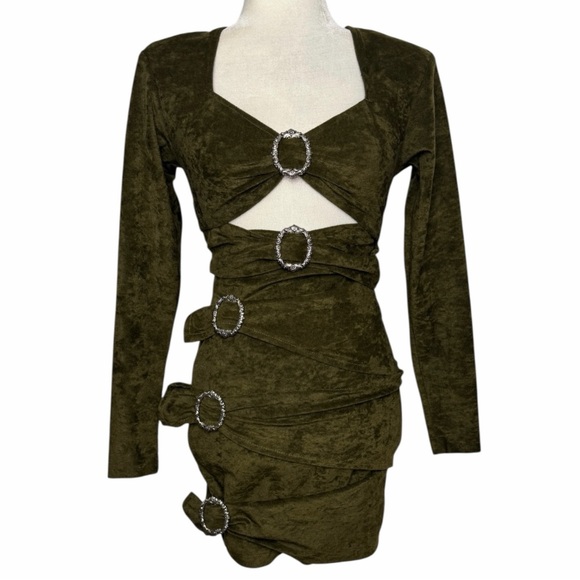 Vintage Dresses & Skirts - 1990 Workshop 2 piece cutout wrap bodycon mini skirt set